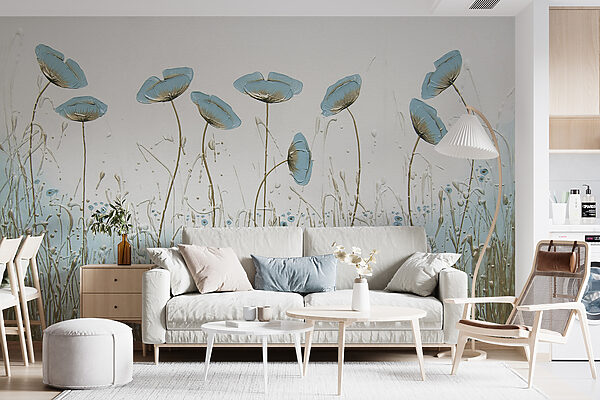 Painting of flowers in a field Painting of flowers in a field