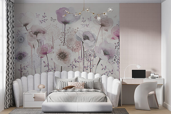 Schilderij van bloemen en vlinders Schilderij van bloemen en vlinders