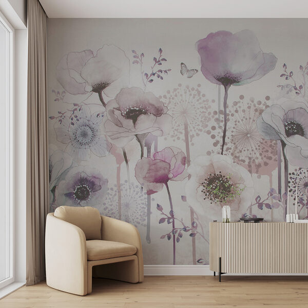 Schilderij van bloemen en vlinders Schilderij van bloemen en vlinders