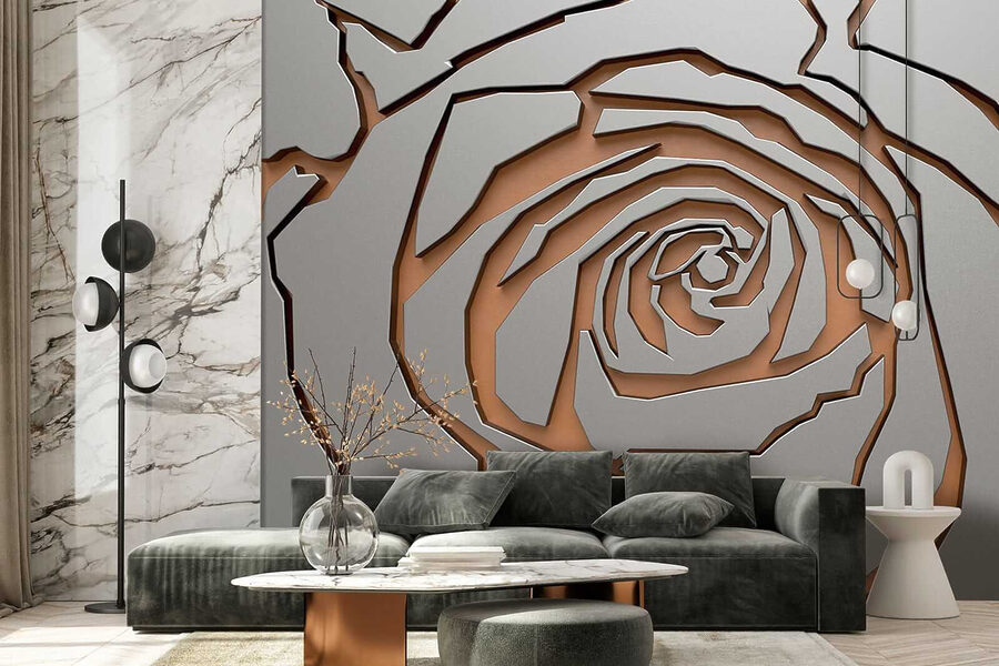 Abstract rozenontwerp in metallic textuur