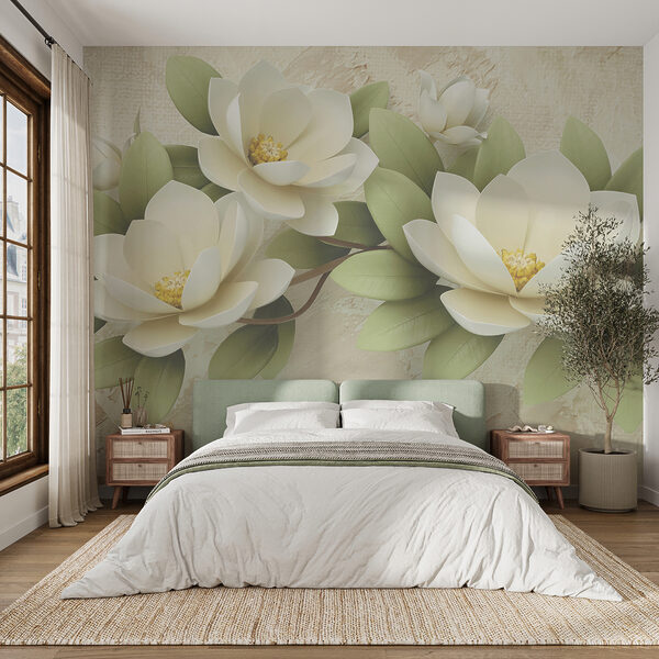 Groep witte bloemen met groene bladeren Groep witte bloemen met groene bladeren