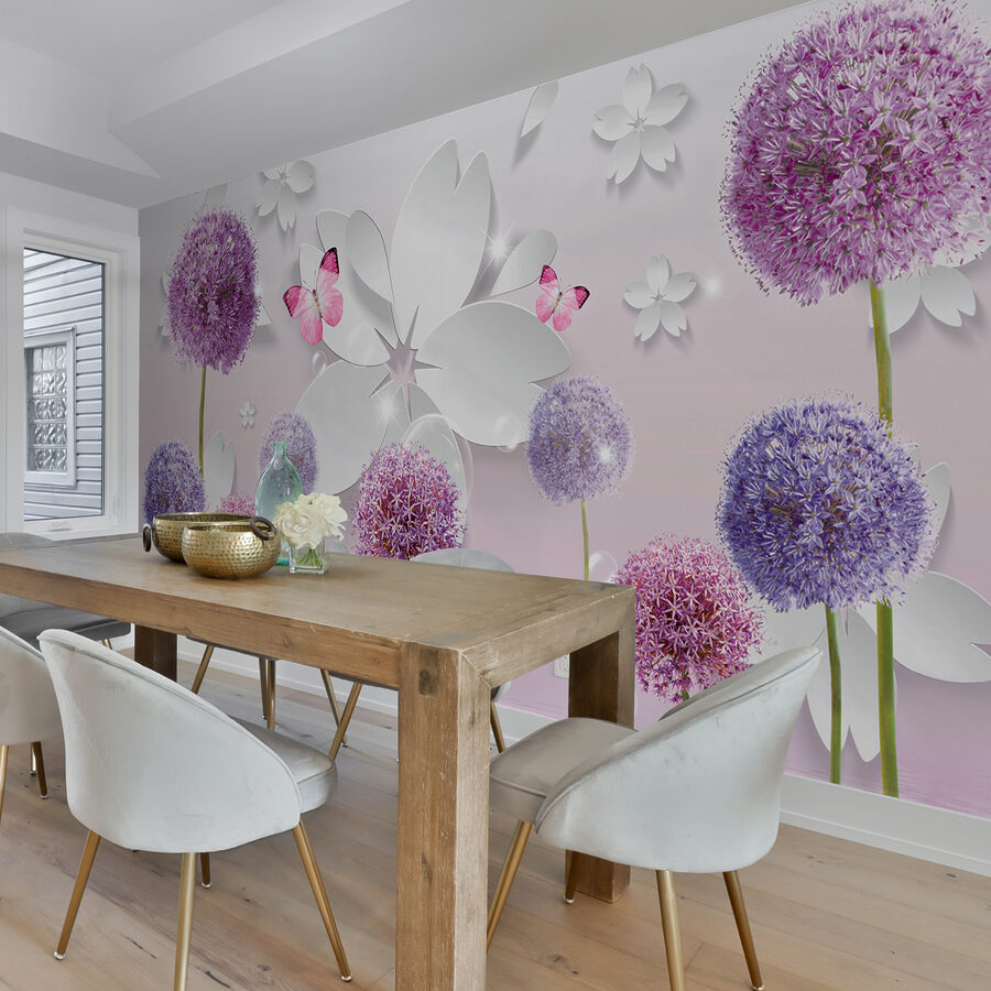 Paarse bloemen en vlinders Paarse bloemen en vlinders