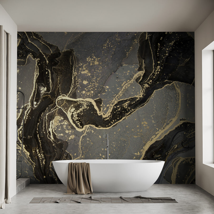 Elegant gemarmerd zwart met metallic krullen