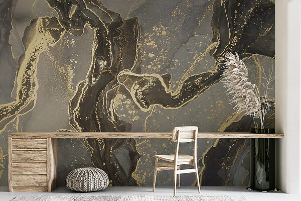 Elegant gemarmerd zwart met metallic krullen Elegant gemarmerd zwart met metallic krullen