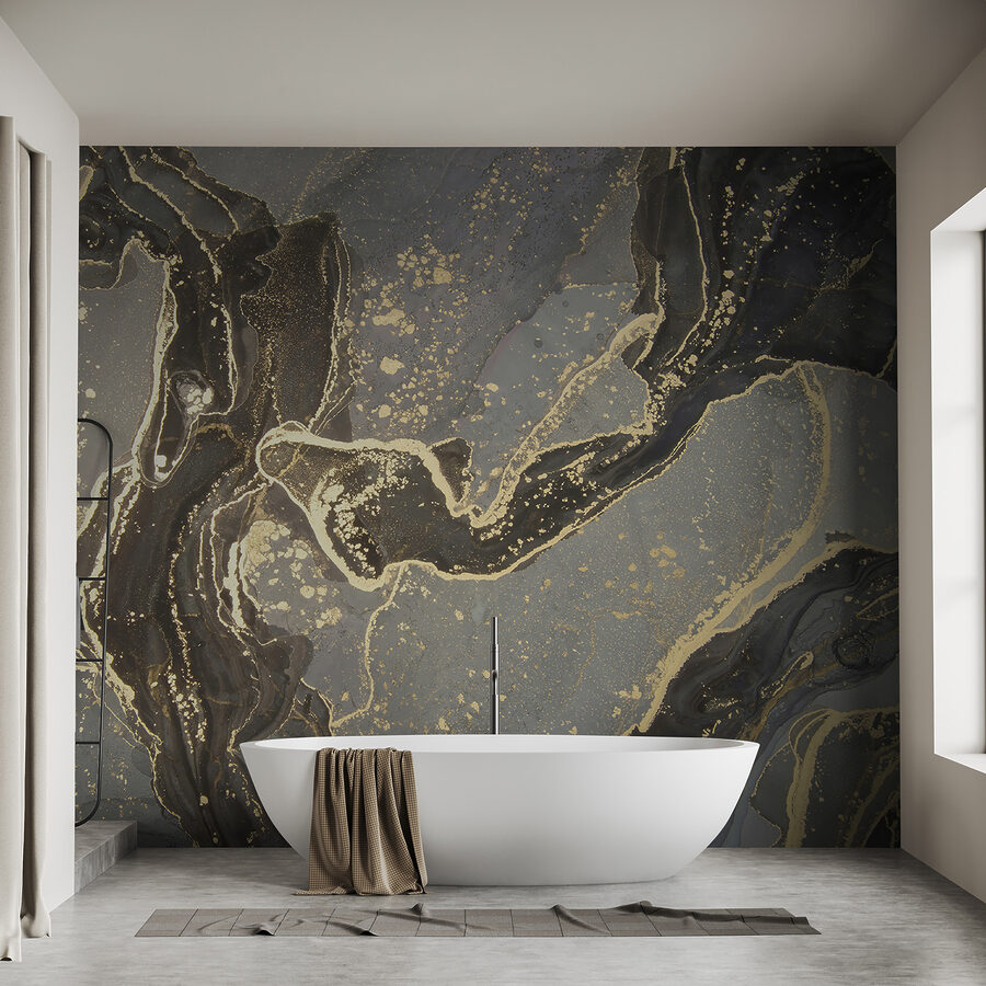 Elegant gemarmerd zwart met metallic krullen