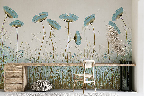 Painting of flowers in a field Painting of flowers in a field