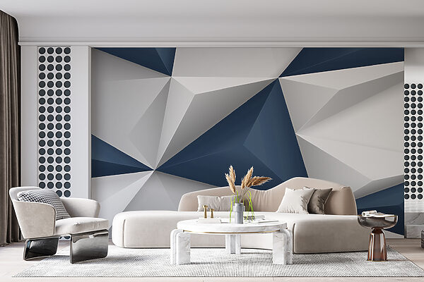 Blauwe en witte driehoekige vormen Blauwe en witte driehoekige vormen