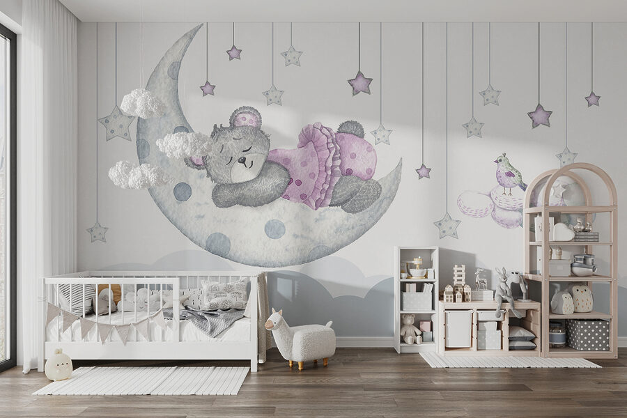 Teddybeer slaapt op de maan Teddybeer slaapt op de maan