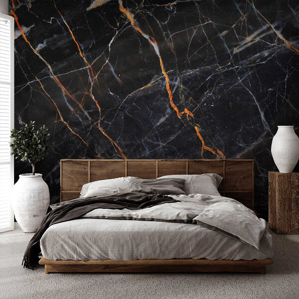 Black marble with fiery orange veins Black marble with fiery orange veins