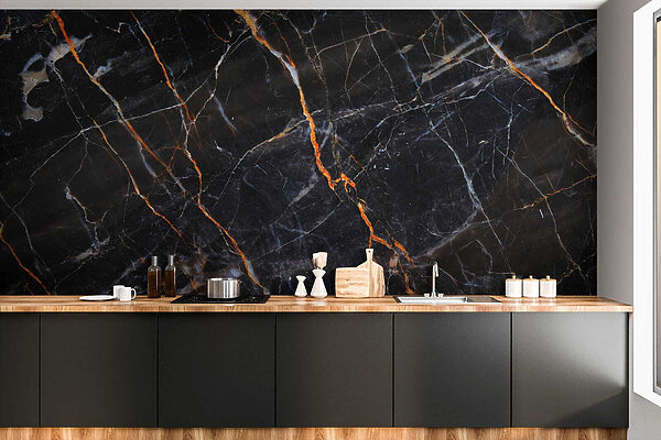 Black marble with fiery orange veins Black marble with fiery orange veins