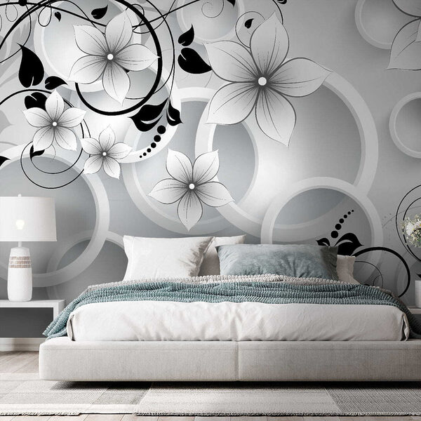 Wallpaper with flowers and circles Wallpaper with flowers and circles