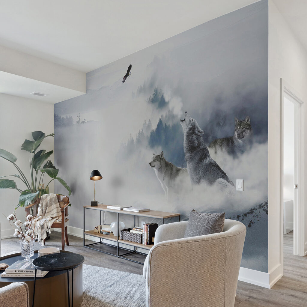 Wolf howling in the snow