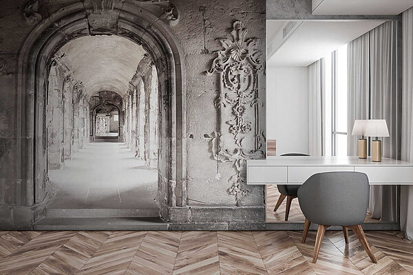 Stenen boog met stenen muur Stenen boog met stenen muur