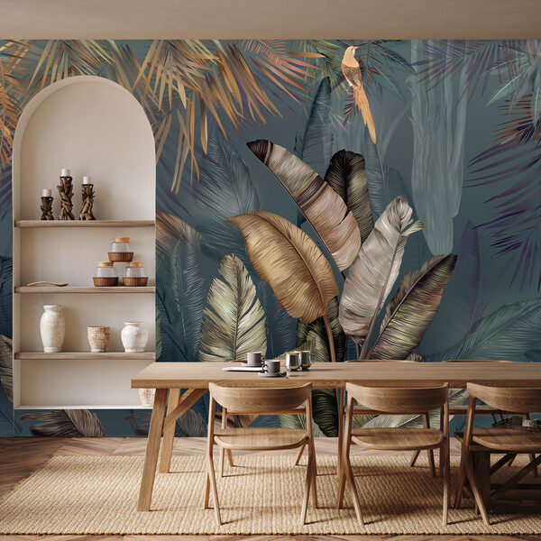 Schilderij van een vogel en een plant Schilderij van een vogel en een plant