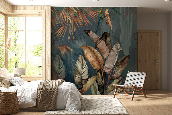 Schilderij van een vogel en een plant Schilderij van een vogel en een plant