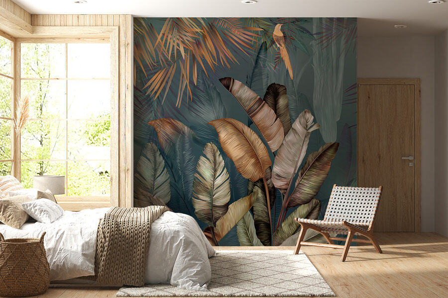 Schilderij van een vogel en een plant