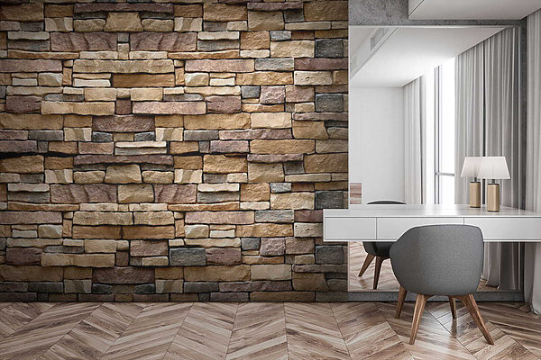 Textured stone wall design in layers Textured stone wall design in layers