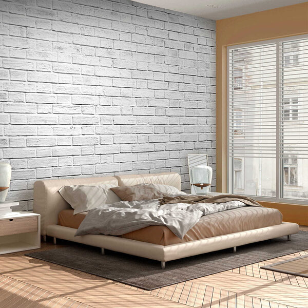 Witte bakstenen muur met veel kleine bakstenen Witte bakstenen muur met veel kleine bakstenen