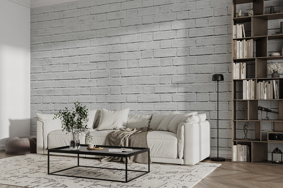 Witte bakstenen muur met veel kleine bakstenen Witte bakstenen muur met veel kleine bakstenen
