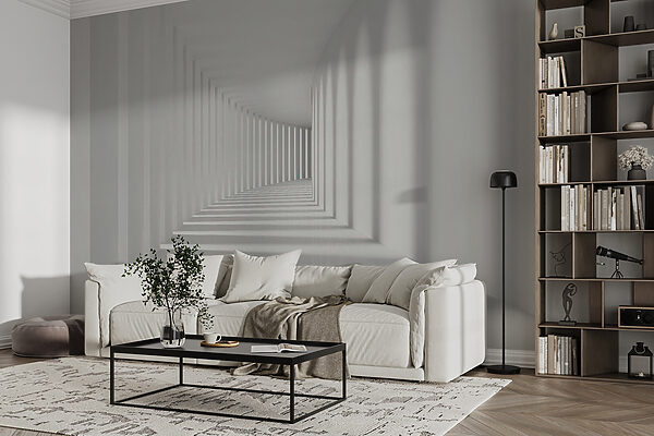Witte kamer met zuilen en licht Witte kamer met zuilen en licht