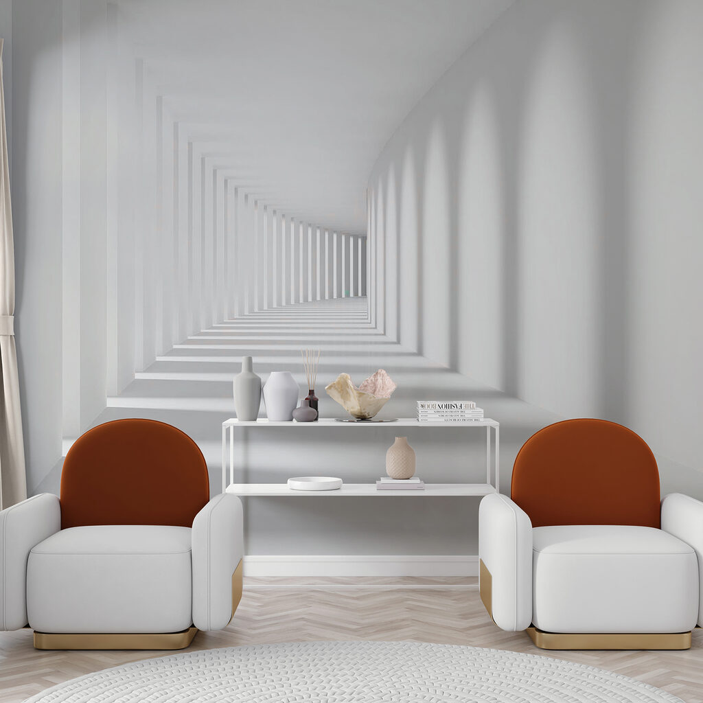 White room with columns and light