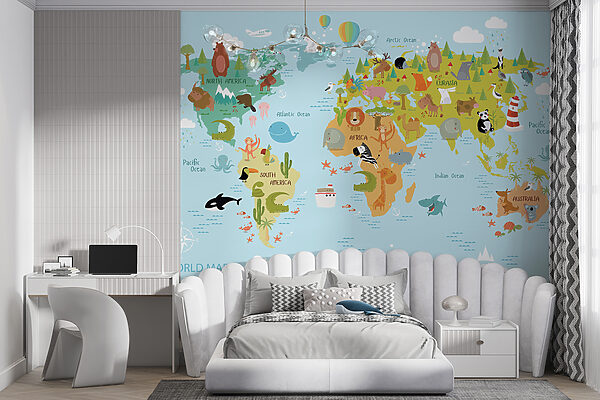 Wereldkaart met dieren Wereldkaart met dieren