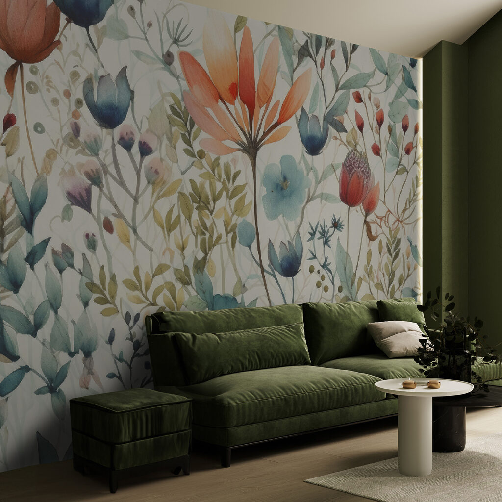 Colorful flowers and leaves Colorful flowers and leaves