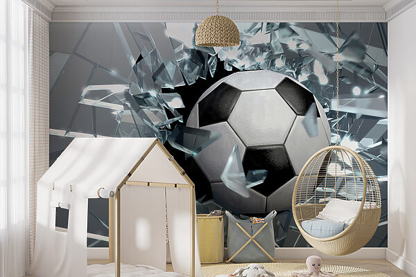 Voetbal die door glas breekt Voetbal die door glas breekt