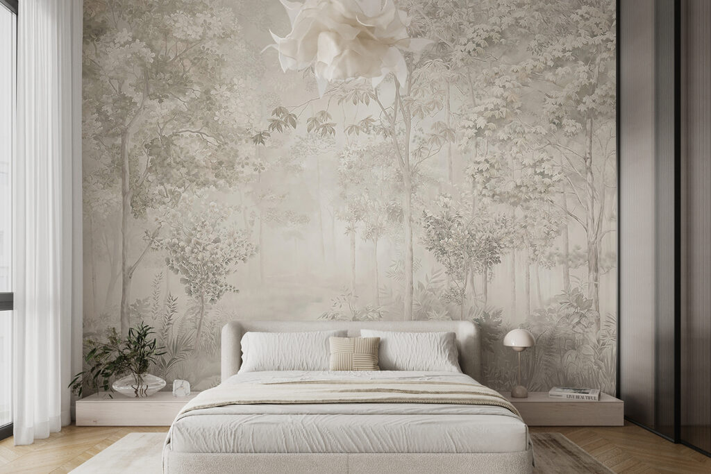 Wallpaper with trees and plants