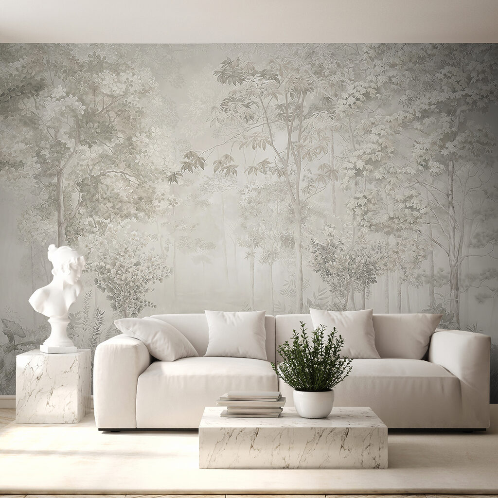 Wallpaper with trees and plants