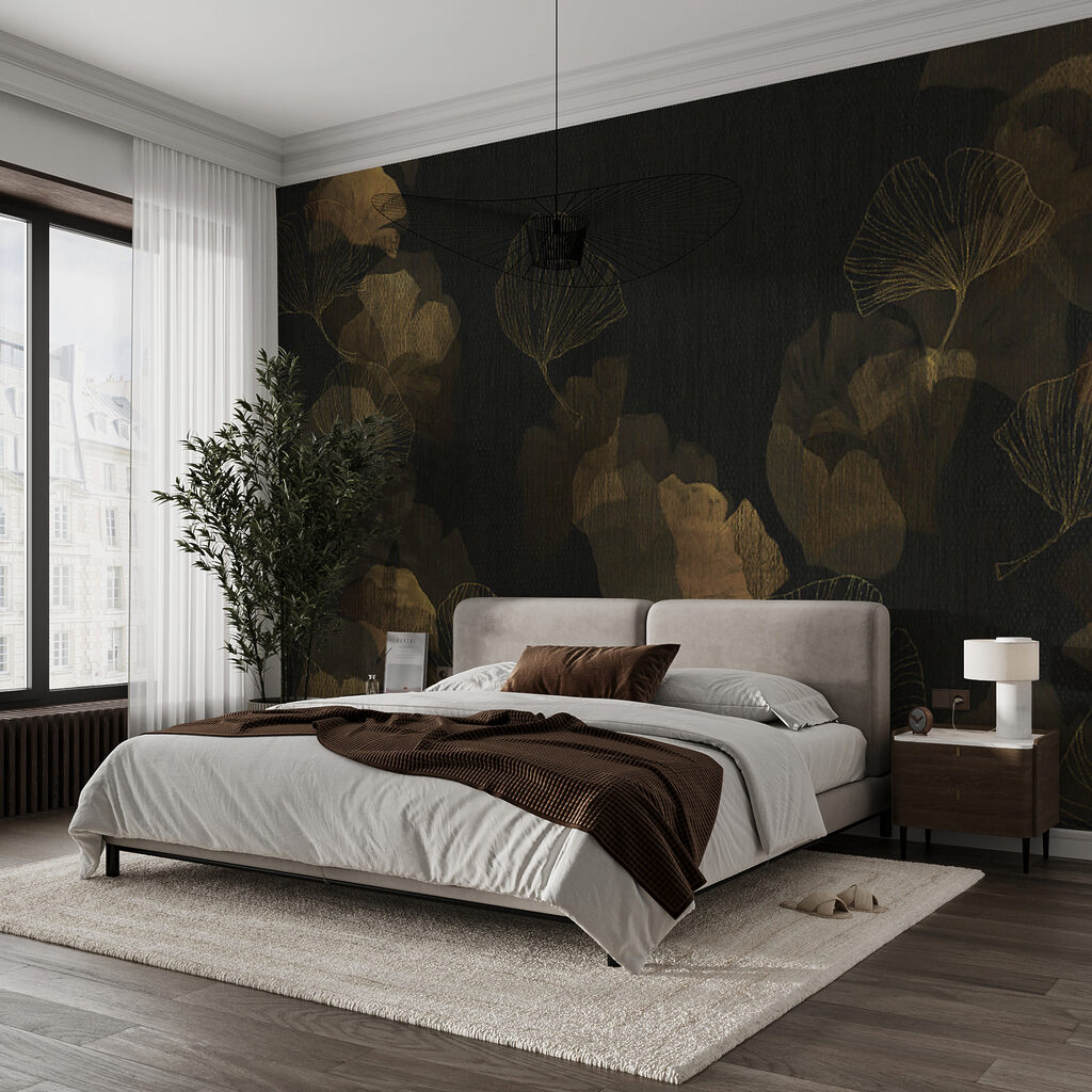 Elegant leaves on a dark background