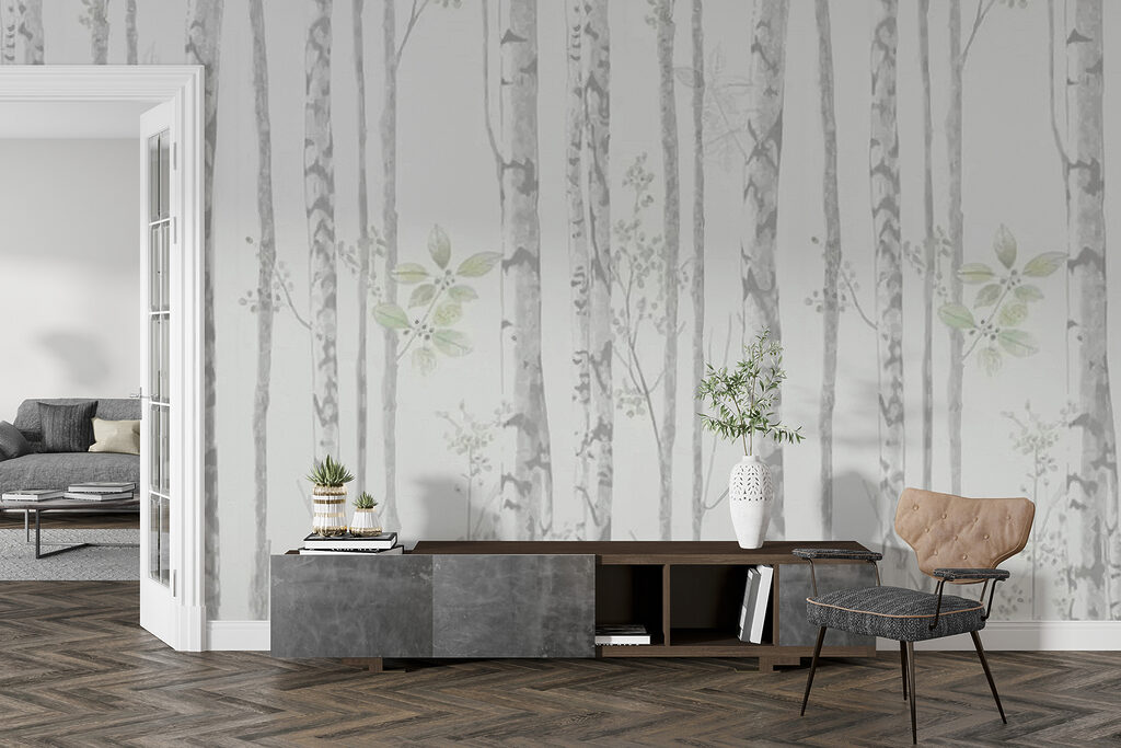 Wallpaper with trees and leaves