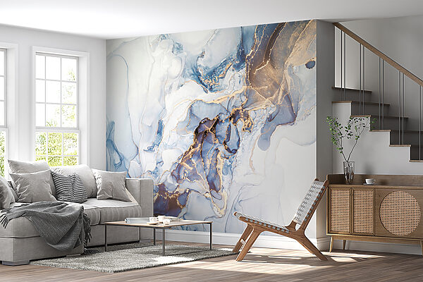 Zachte blauwe en witte abstracte kunst Zachte blauwe en witte abstracte kunst
