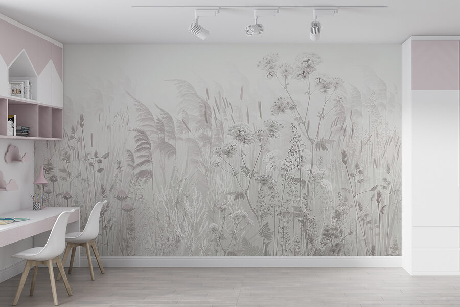 Veld met gras en bloemen