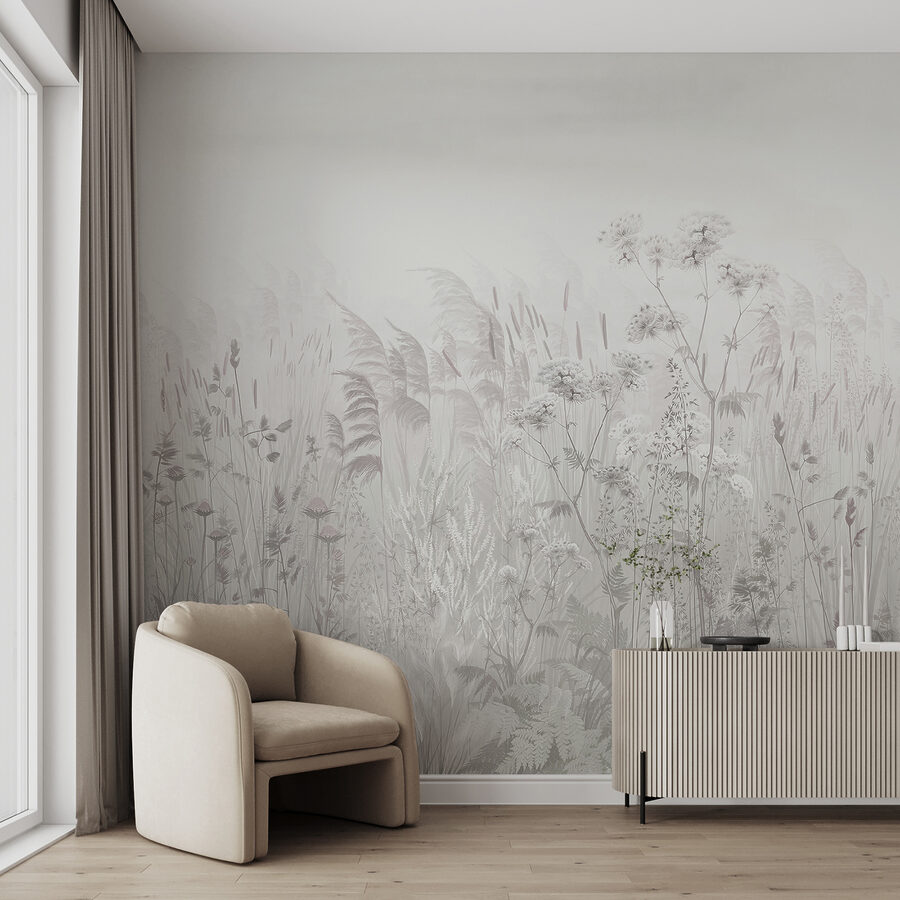 Veld met gras en bloemen