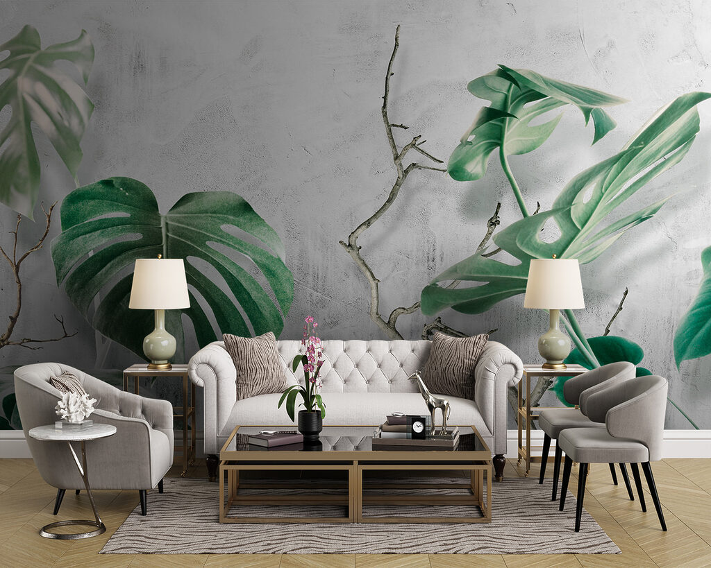 Lush leaves against a textured backdrop