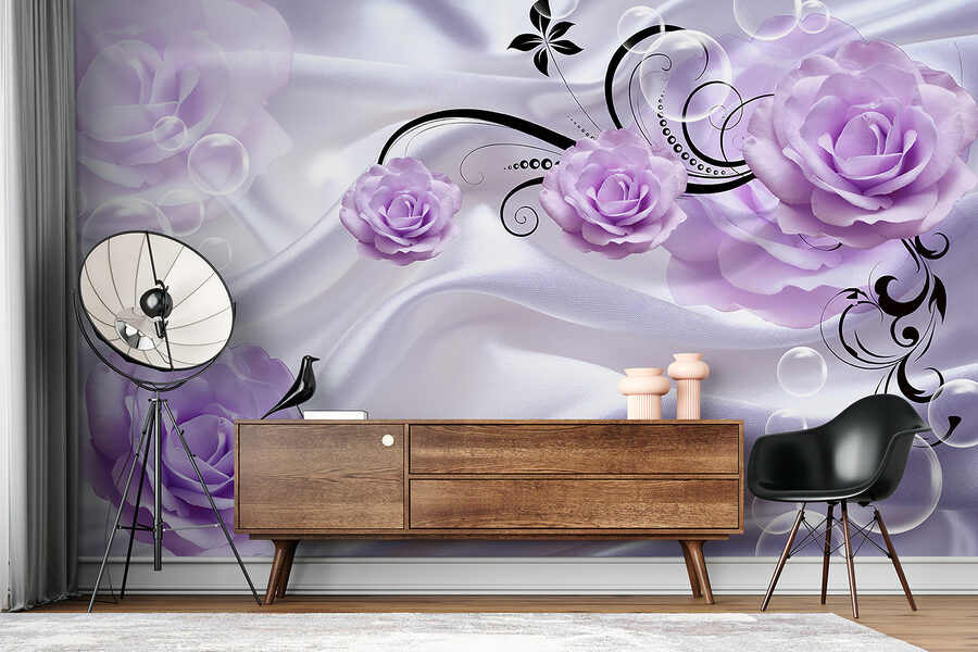 Paarse bloemen op een wit doek