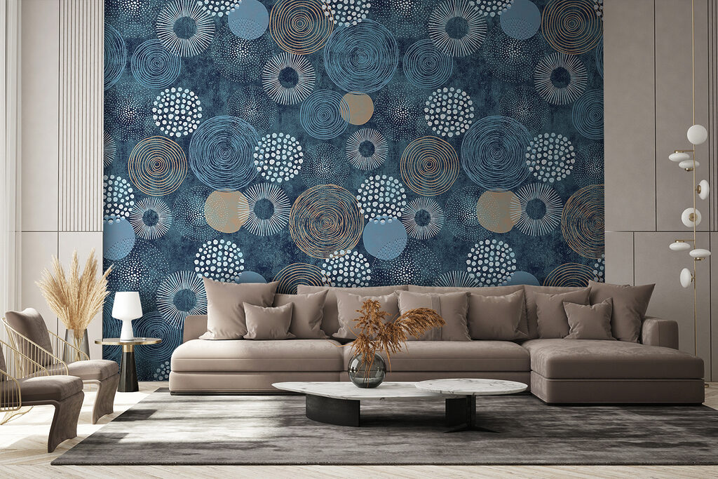 Blue and white pattern with circles Blue and white pattern with circles