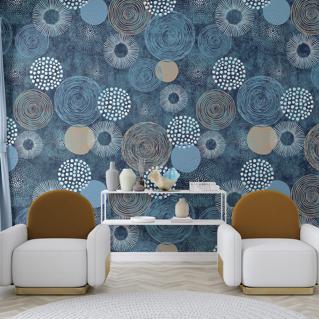Blue and white pattern with circles Blue and white pattern with circles