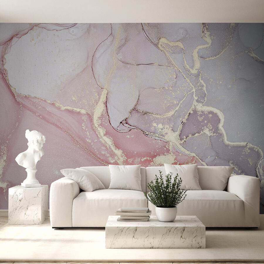 Fotobehang Etherische pastelkleurige marmeren kunst ontvouwt zich. - Afbeelding 3