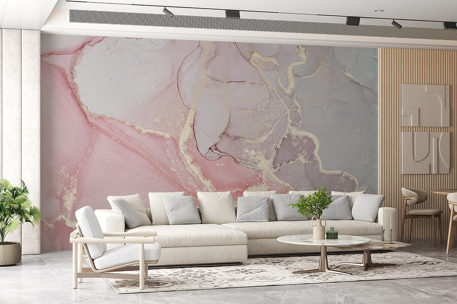 Fotobehang Etherische pastelkleurige marmeren kunst ontvouwt zich. - Afbeelding 4