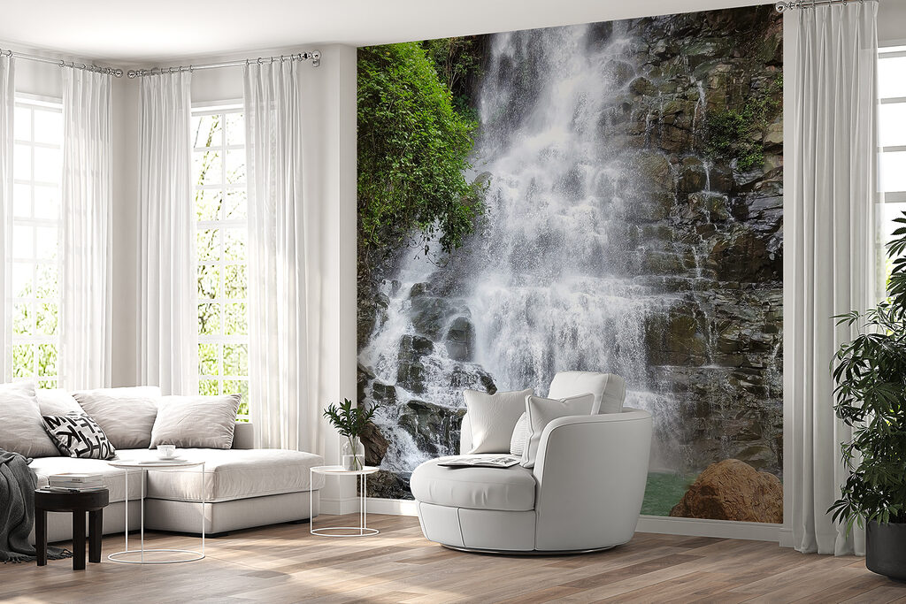 Waterfall with rocks and trees