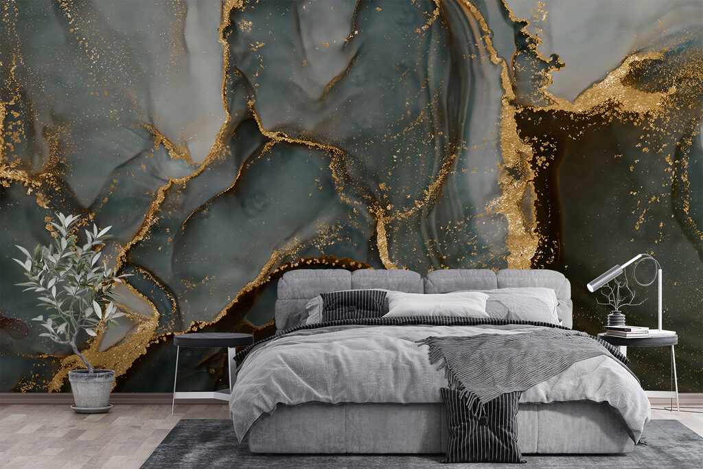 Swirling hues of teal and copper