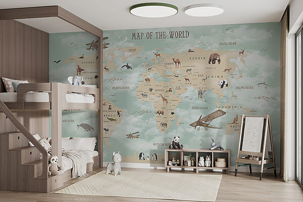Wereldkaart met dieren Wereldkaart met dieren