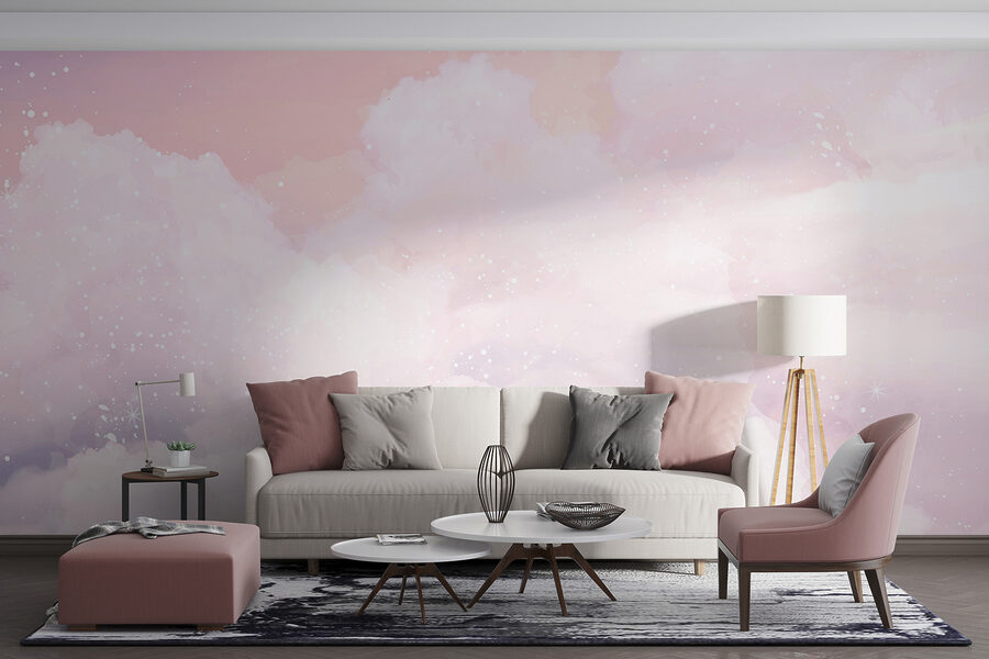 Roze lucht met wolken