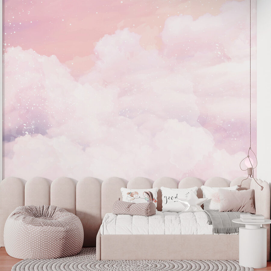 Roze lucht met wolken