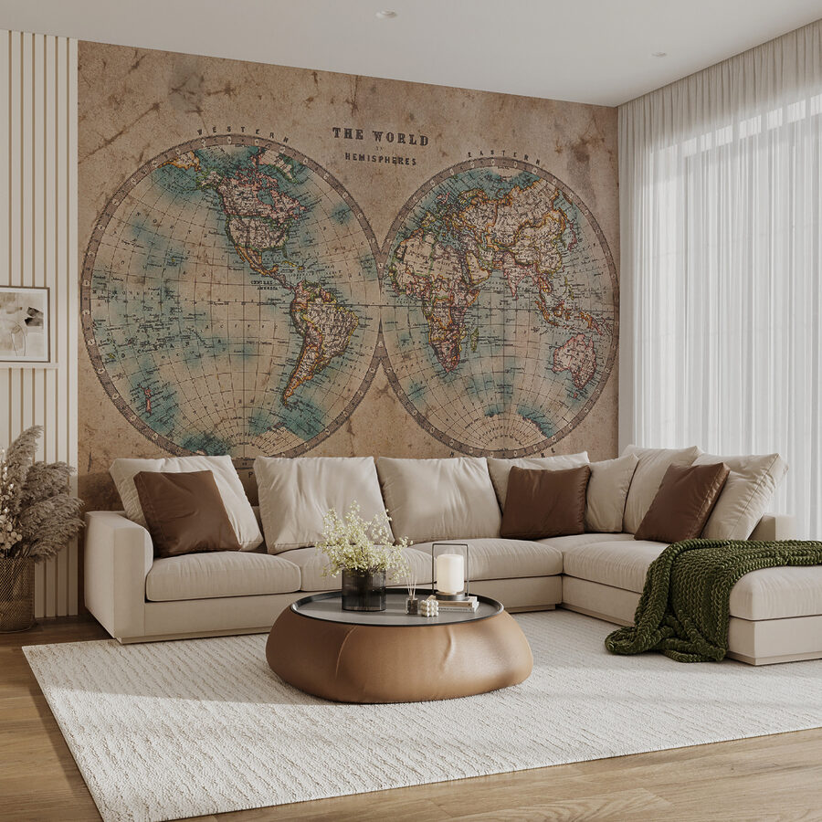 Fotobehang Kaart van de wereld - Afbeelding 2