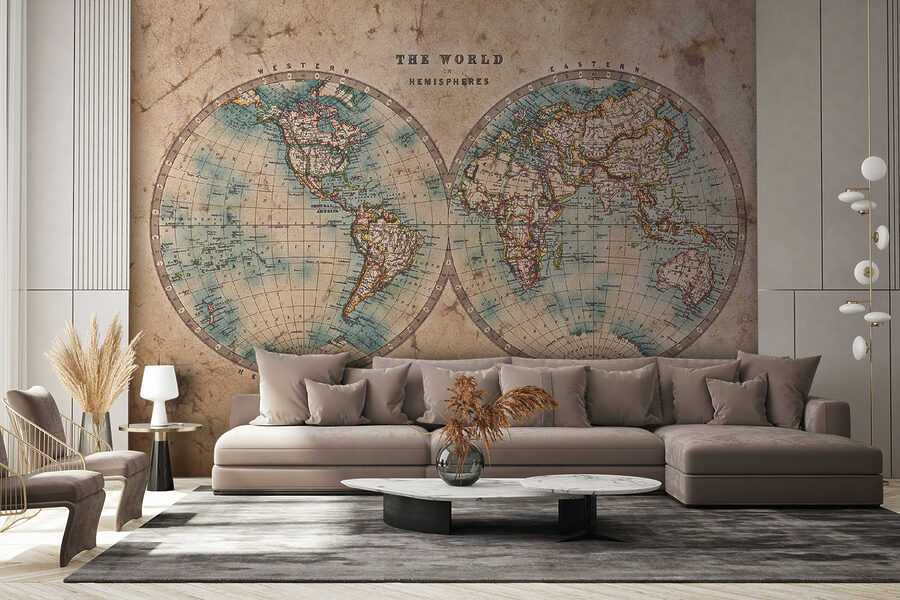 Fotobehang Kaart van de wereld - Afbeelding 3