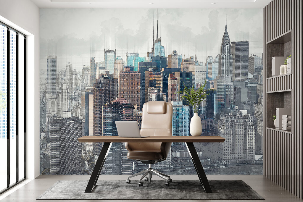 City skyline with many tall buildings City skyline with many tall buildings