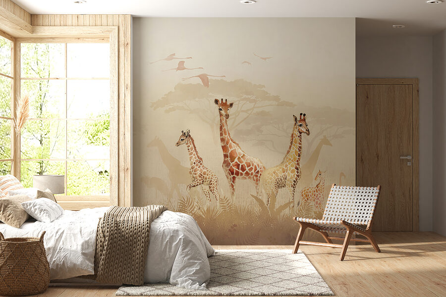 Groep giraffen in een veld